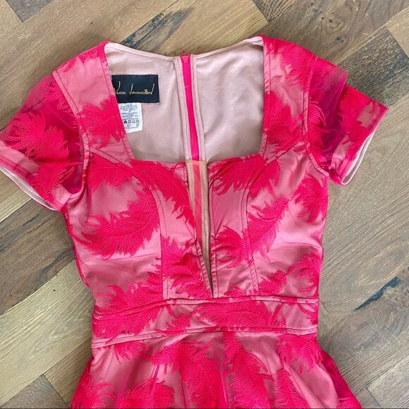 Lucca Vasconcellos Womans Feather Embroidered Mini Dress Size Medium - Picture 8 of 16